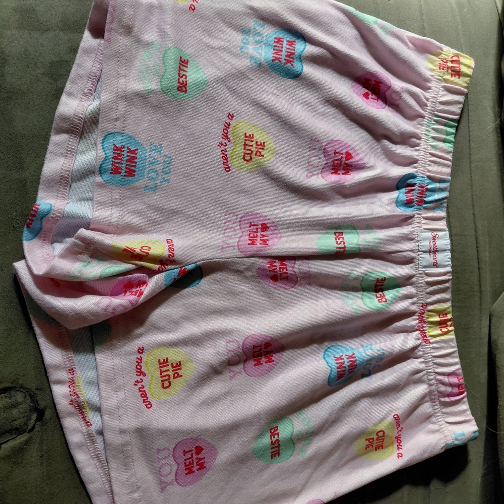 Lady's Pink Conversation Heart Pajama Shorts